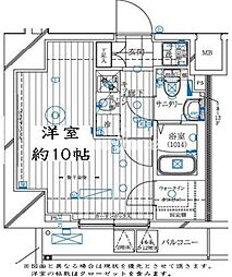 レガリス亀戸 1Kの間取図画像