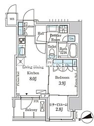 PARKAXIS上野GRACECOURT 1SLDKの間取図画像
