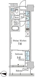 パークアクシス木場キャナルウエスト 1DKの間取図画像