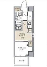 グランカーサ日暮里 1DKの間取図画像