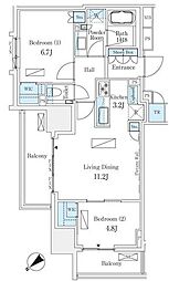 ブランズ愛宕虎ノ門 2LDKの間取図画像