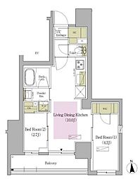 アーバネックス早稲田テラス 2LDKの間取図画像
