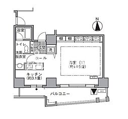 アクティ汐留 ワンルームの間取図画像