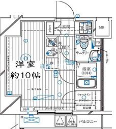 レガリス亀戸 1Kの間取図画像