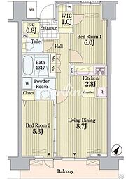 プライムアーバン東中野コート 2LDKの間取図画像