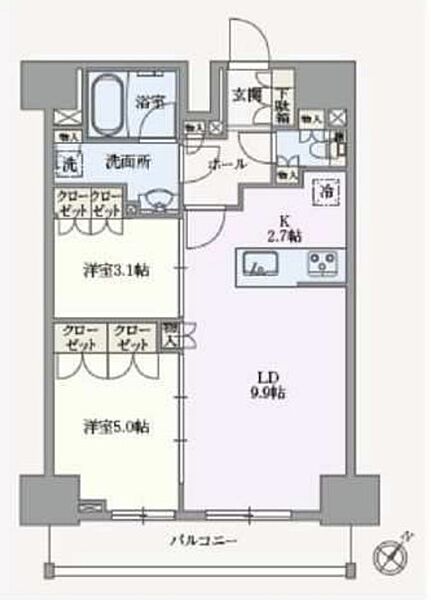 東京都江東区塩浜１丁目(賃貸マンション2LDK・11階・49.83㎡)の写真 その2