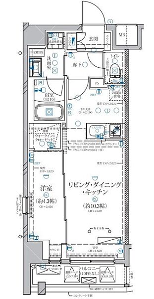東京都北区赤羽１丁目(賃貸マンション1LDK・6階・36.80㎡)の写真 その2