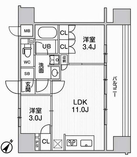 東京都豊島区巣鴨２丁目(賃貸マンション2LDK・14階・40.62㎡)の写真 その2