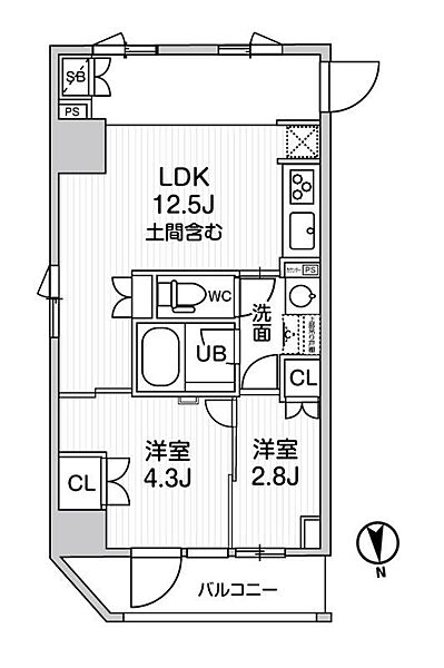 東京都台東区小島２丁目(賃貸マンション2LDK・9階・41.56㎡)の写真 その2