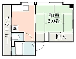 鹿児島市電1系統 郡元駅 徒歩6分の賃貸マンション 3階1Kの間取り
