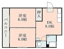 東洋コーポ 2DKの間取図画像