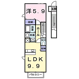 ラッキーセブン1 1LDKの間取図画像