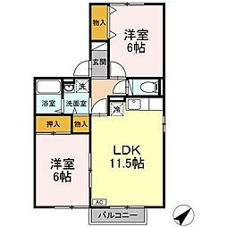 セジュール・カルチェ 2LDKの間取図画像