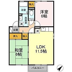 セジュールひかり 2LDKの間取図画像