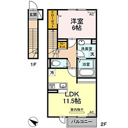 シェノア宮内 1LDKの間取図画像