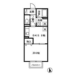パディー盛 1DKの間取図画像