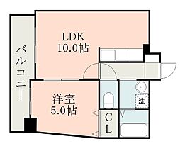 鹿児島市電1系統 荒田八幡駅 徒歩1分の賃貸マンション 7階1LDKの間取り