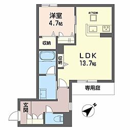 鹿児島市鴨池1丁目マンション 1LDKの間取図画像