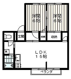 JR指宿枕崎線 谷山駅 竹之迫下車 徒歩23分の賃貸アパート 2階2LDKの間取り