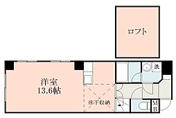 鹿児島市電1系統 新屋敷駅 徒歩10分の賃貸マンション 3階ワンルームの間取り