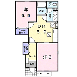 マザーヒロ 2DKの間取図画像