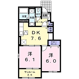 JR指宿枕崎線 枕崎駅 バス55分 田布施麓下車 徒歩8分の賃貸アパート 1階2DKの間取り