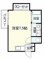 鹿児島市電1系統 荒田八幡駅 天保山下車 徒歩13分の賃貸マンション 2階ワンルームの間取り