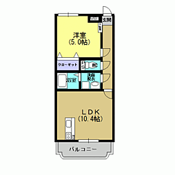 JR指宿枕崎線 谷山駅 徒歩12分の賃貸マンション 5階1LDKの間取り