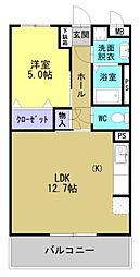 JR日豊本線 帖佐駅 徒歩13分の賃貸マンション 2階1LDKの間取り
