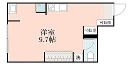 JR九州新幹線 鹿児島中央駅 鹿児島高校前下車 徒歩14分の賃貸マンション 2階ワンルームの間取り