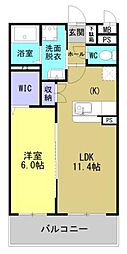 ラフィーネさつま 1LDKの間取図画像