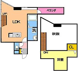 フォンス上之園 1LDKの間取図画像