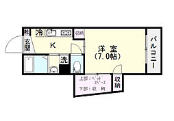 GRANDIR騎射場 1Kの間取図画像
