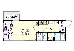 プレステージ荒田 1Kの間取図画像