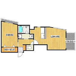 メルシィフォンテーヌ 1LDKの間取図画像