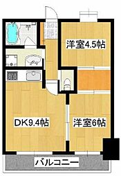 マーベラスコート 2DKの間取図画像