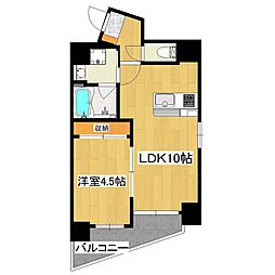 ロータス下荒田 1LDKの間取図画像