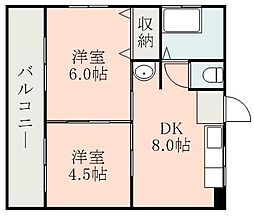 東洋コーポ 2DKの間取図画像