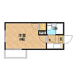 スカイコート永吉 ワンルームの間取図画像