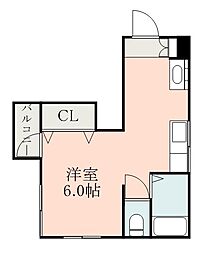 スプリングハイツ中洲 ワンルームの間取図画像