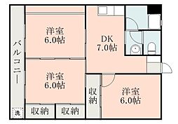パープルハイム 3DKの間取図画像