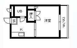 サンシャイン郡元 1Kの間取図画像