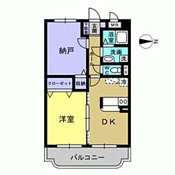 Cr・パークサイド 2DKの間取図画像