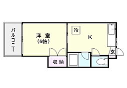 第2榎田ビル 1Kの間取図画像