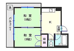第2榎田ビル 2DKの間取図画像