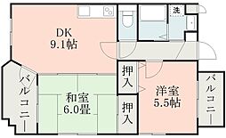 ヒルサイドテラス 2DKの間取図画像