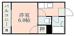 シャルルコーポ紫原 1Kの間取図画像