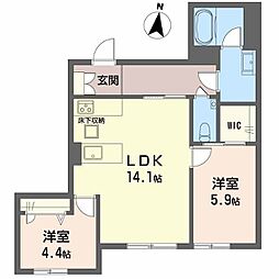 JR指宿枕崎線 慈眼寺駅 徒歩9分の賃貸マンション 1階2LDKの間取り