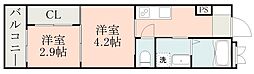 鹿児島市電1系統 脇田駅 脇田下車 徒歩10分の賃貸マンション 4階2Kの間取り