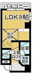 鹿児島市電1系統 新屋敷駅 徒歩10分の賃貸マンション 5階ワンルームの間取り